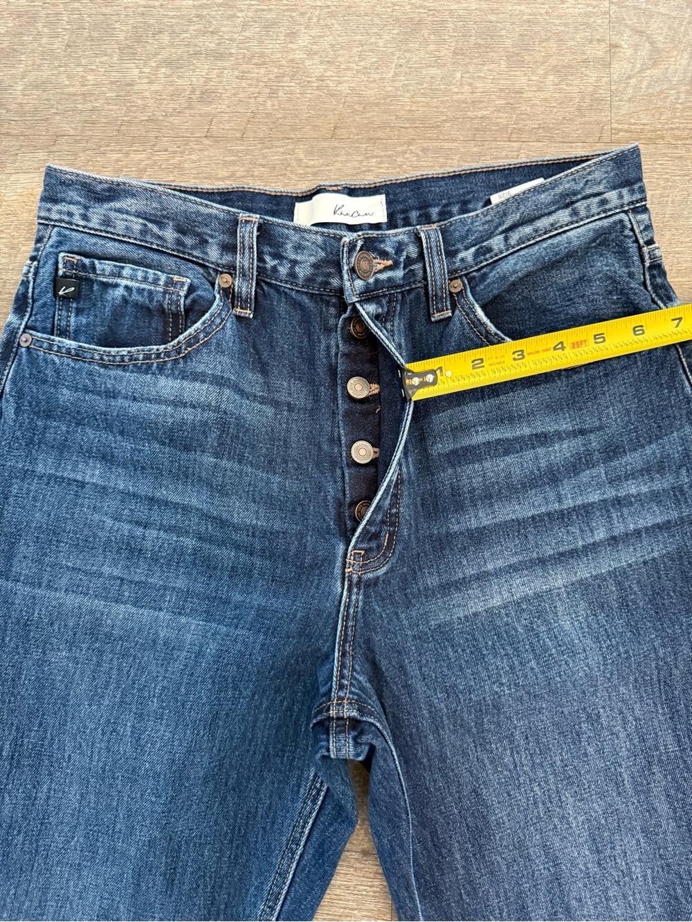 Kancan High Rise Straight Leg Jeans 9/28 Distressed Button Fly 100% Cotton Denim - Picture 4 of 8